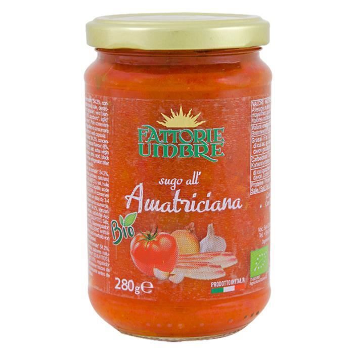 Sauce tomate et bacon Amatriciana BIO Fattorie Umbre - 280 gr Nature Italienne