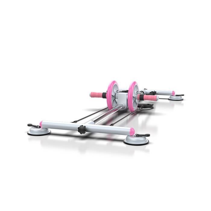 MOYOTEC Roue abdominale Entraîneur de Muscle Abdominal Multifonctionnel Avec Corde élastique Fitness et Musculation Maison Gym Rose