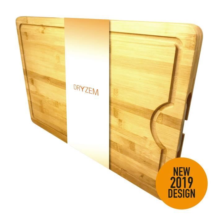Dryzem Planche à découper en bois de bambou Extra grande planche à découper et à