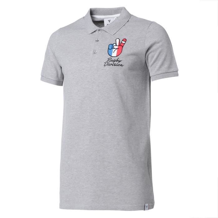 RUGBY DIVISION Polo piqué Vive - Homme - Gris Chiné