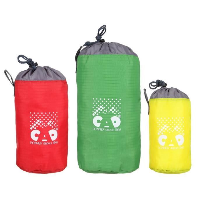 CAO CAMPING Lot de 3 sacs rangements - Rouge, vert et jaune
