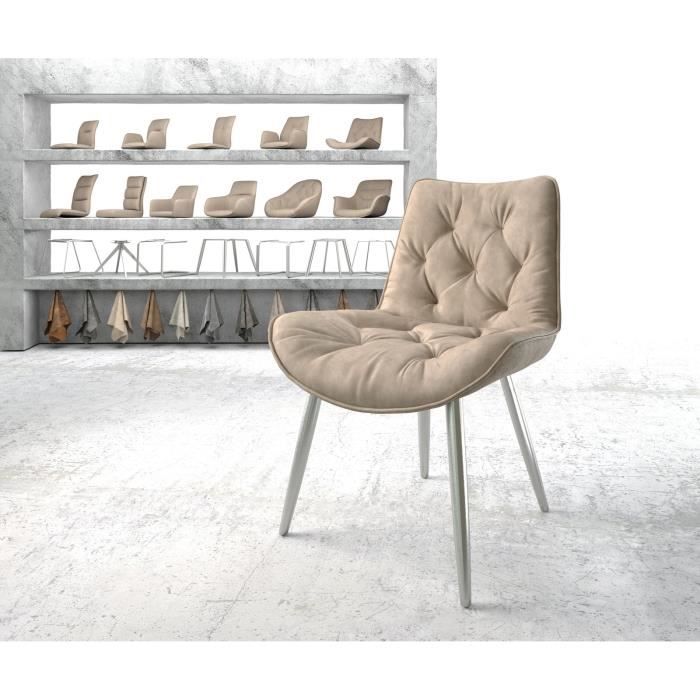 Chaise Taimi-Flex 4-pieds conique acier inoxydable vintage beige