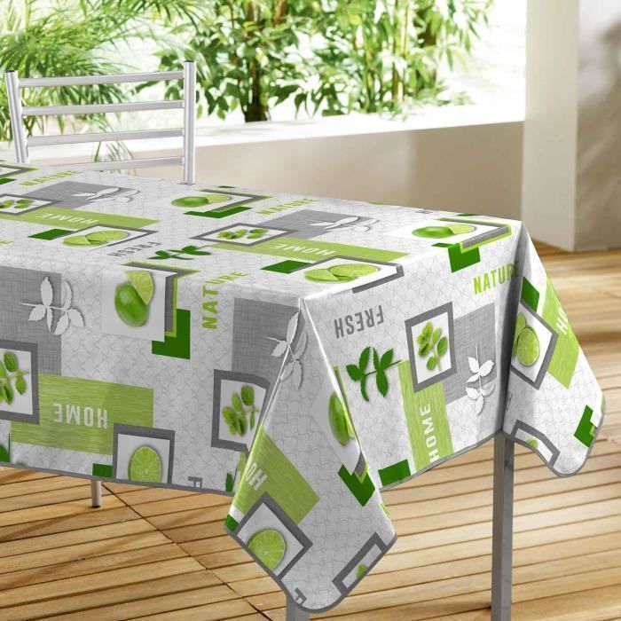 CDaffaires nappe rectangle 140 x 240 cm pvc Toile cirée Lemon green