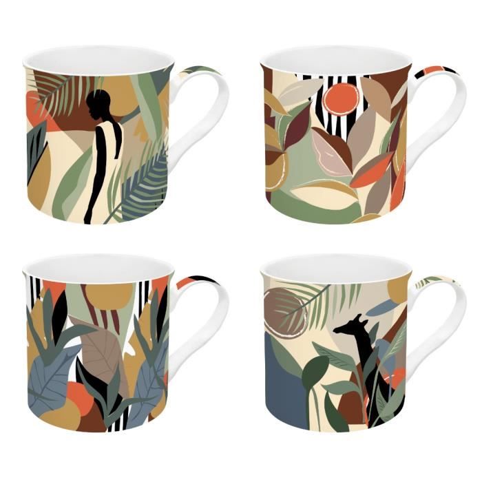 COFFRET 4 MUGS EN PORCELAINE FINE 300 ML KILIMANJARO - EASYLIFE