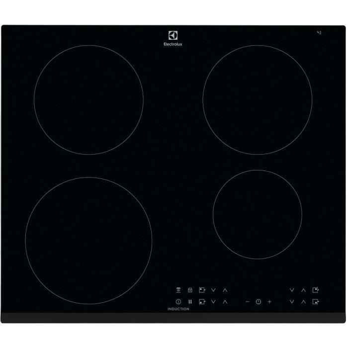 Plaque de cuisson induction - ELECTROLUX - 4 zones - 7350 W - L59 x P52 cm - Revêtement verre - Noir