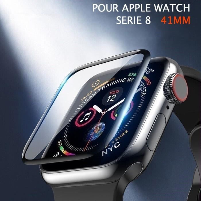 Verre trempé 3D noir protection écran totale intégrale APPLE WATCH série 8 41MM