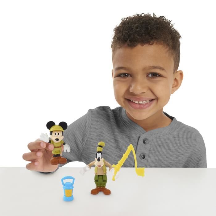 Mickey, 2 figurines articulées 7,5 cm avec accessoires, Thème Camping, Jouet pour enfants dès 3 ans, MCC043