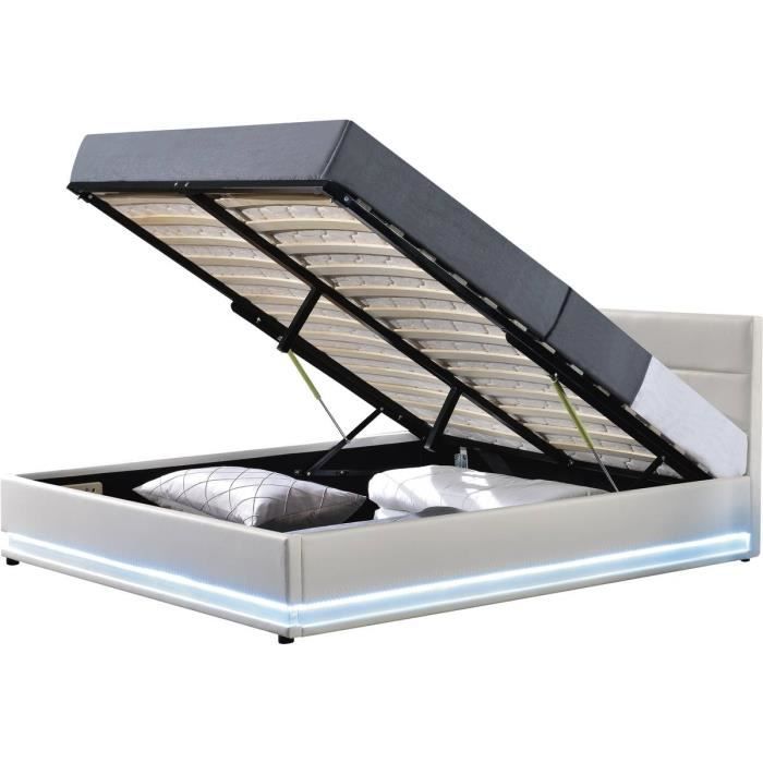 Lit LED avec coffre -Anastasia- - 180 x 200 cm - Blanc