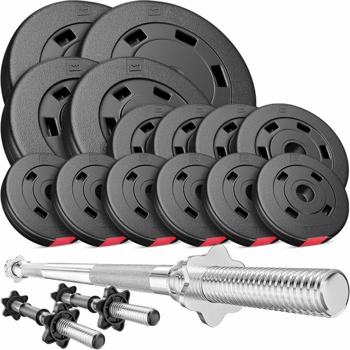 HS Hop-Sport Set PREMIUM de 58kg D (2x barre 45cm + 1x barre 167cm / 2x10kg+ 2x5kg + 4x2,5 + 6x1,25)