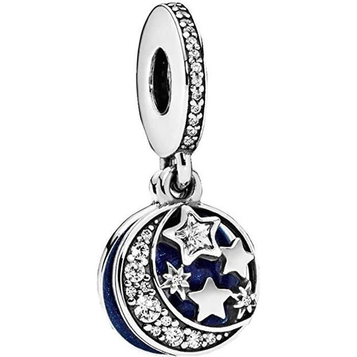 LaMenars je t'aime à la lune et au dos breloque s'adapte aux bracelets à breloques Pandora pour femme-argent sterling 925