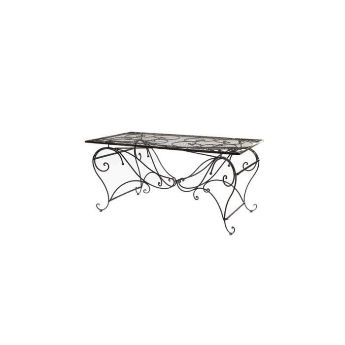 Grand Salon de Jardin 6 Places 1 Table Rectangulaire avec 6 Chaises Pliables en Fer Patiné Marron 75,5x79,5x159cm