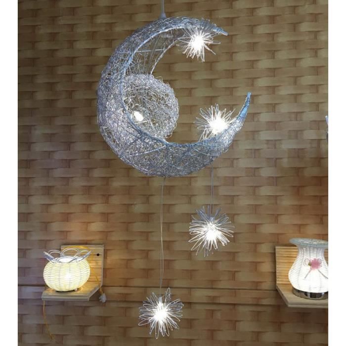 Lustre moderne en aluminium de lune suspension Salle d'étude lumière Plafonnier pour pour balcon restaurant Blanc froid