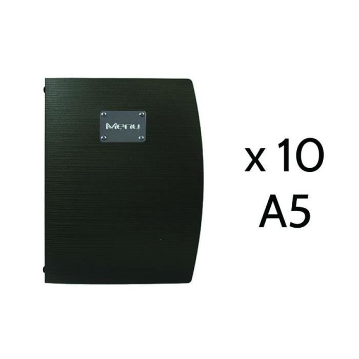 Lot de 10 protège menu Rio noir format A5 11 PVC