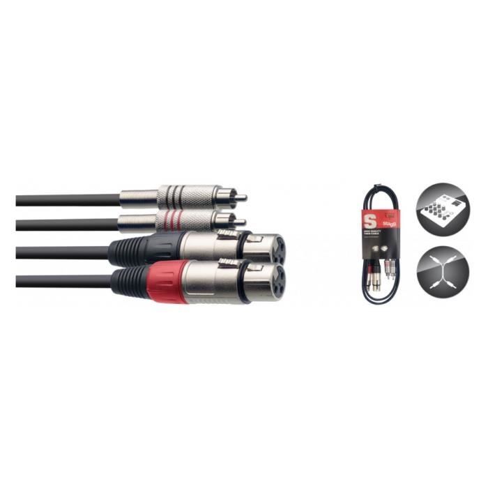 Stagg STC1,5CMXF - Câble bretelle, XLR/RCA (f/m), 1,5 m