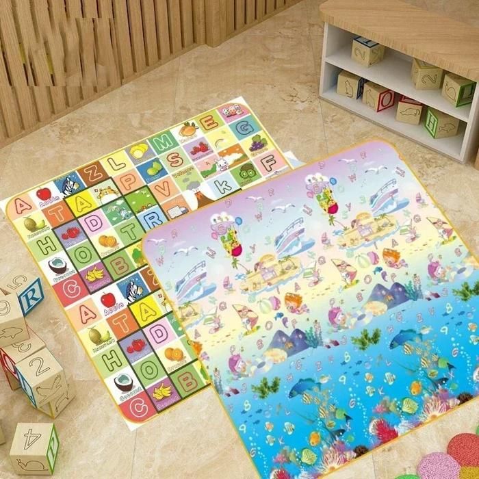 Babify Dino Tapis De Jeu Bébé Mousse Épaisse Réversible Antidérapant - 200x180 Cm Non Toxique