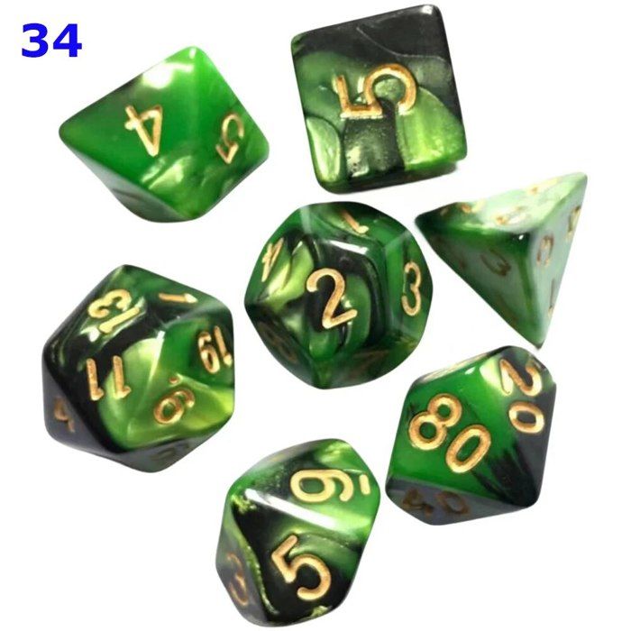 Jeu De Dés Polyédriques Chessex Pour Donjons & Dragons - 36 Dés D6 Vert Translucide Et Blanc - 12 Mm