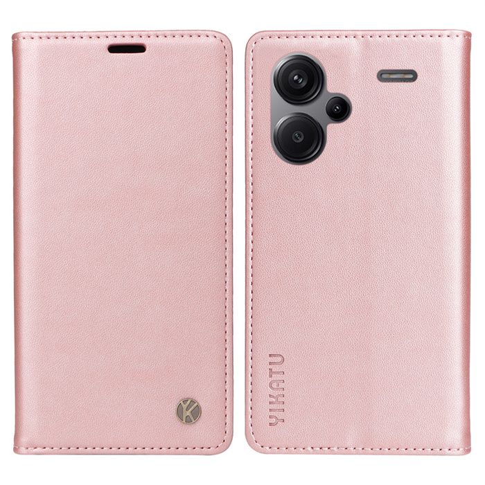 Coque Pour Xiaomi Redmi Note 13 Pro Plus 5G/Note 13 Pro+ 5G,Retro PU Etui Housse Fonction Stand Video Porte or rose