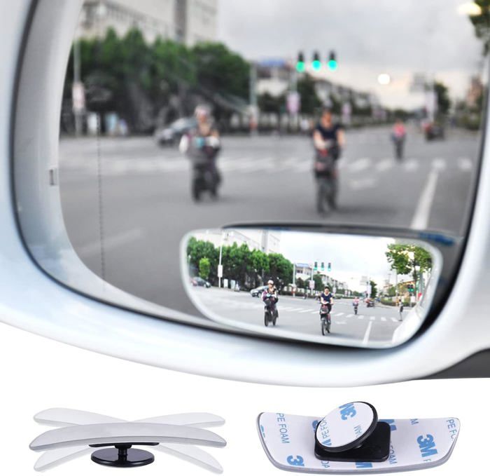 Lot De 2 Rétroviseurs D'angle Mort Convexes Pour Voiture - Rotations 360°, étanches, Verre HD - Universels
