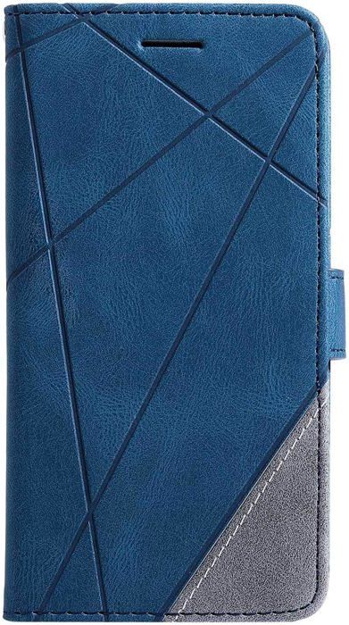Étui Portefeuille Cuir PU Rayé Compatible Wiko Sunset 2 - Rabat Magnétique Et Support (Bleu Ciel)