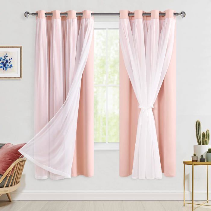 Rideaux Plissés Dreams & Drapes – Lot De 2, Motif Floral Bleu/rose, 168 X 183 Cm – Œillets, 52% Polyester 48% Coton