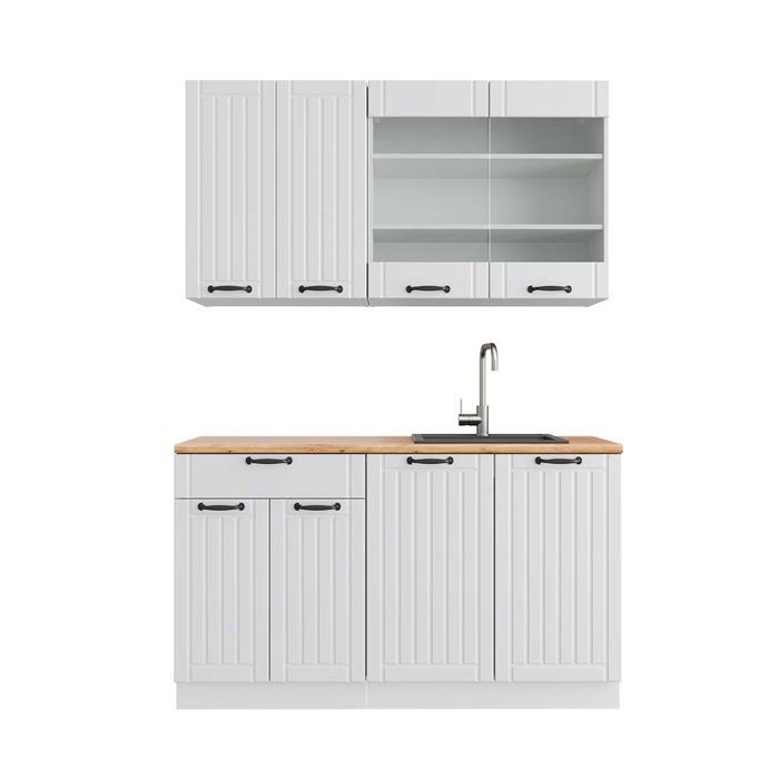 Cuisine intégrée Fame-Line Single style rustique 140cm chêne vert or Vicco