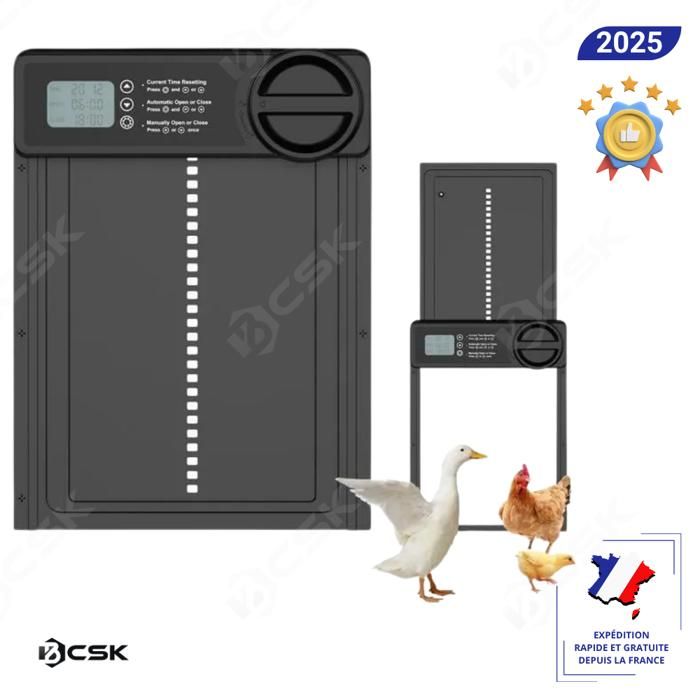 Comparer les prix de Porte Poulailler Automatique BCSK® | Écran LCD, Alliage d'Aluminium, Anti-pincement, Étanche avec Capteur de lumière et Minuterie