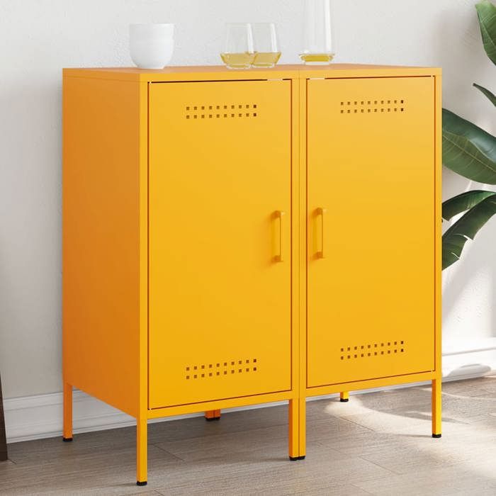 vidaXL Buffets 2 pcs Armoires avec Pieds Placards avec Porte Meubles de Rangement Salon Chambre à Coucher Jaune Moutarde 843019