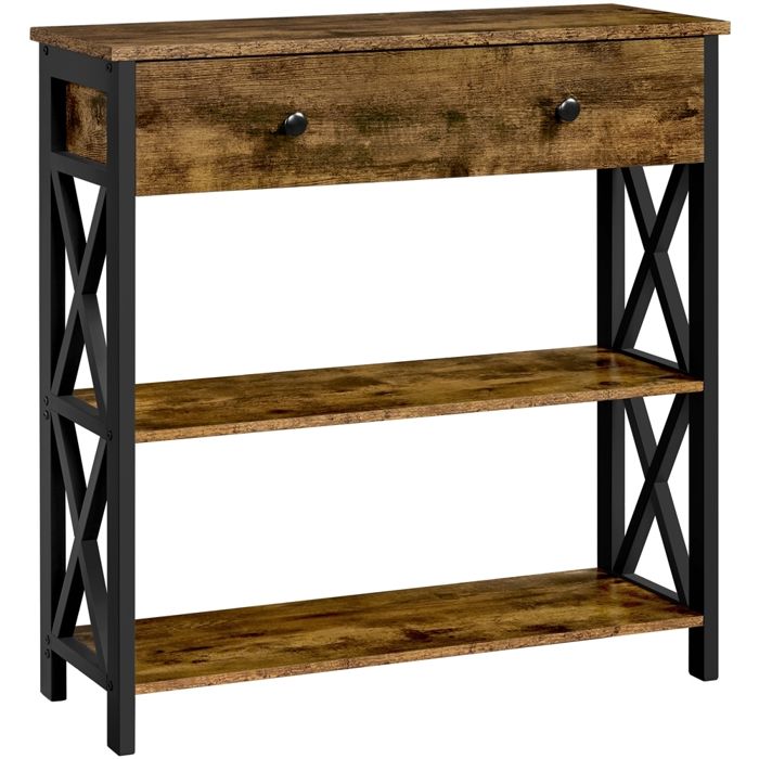 Yaheetech Table Console Table dentrée Industrielle Bois et Métal 1 Grand Tiroir 2 Étagères Brun Rustique Yaheetech Table Console Table dentrée Industrielle Bois et Métal 1 Grand Tiroir 2 Étagères Brun Rustique