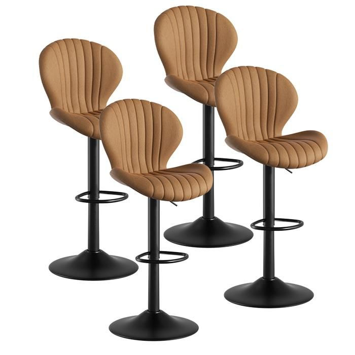 Tabouret de bar Lot de 4 Chaises de bar en TissuChaises de Cuisine avec Dossier et Repose-pieds pour Cuisine Marron