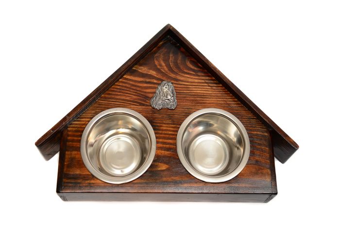 Cocker Spaniel anglais I - support en bois avec gamelles pour chien un cadeau pour adopter un chien par Art-Dog