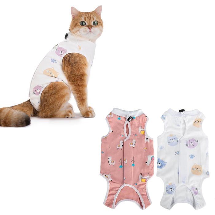 Comparer les prix de Lot de 2 combinaisons de convalescence pour chat – Body de protection post-chirurgie  chat, taille M (chat de 2 à 4 kg)