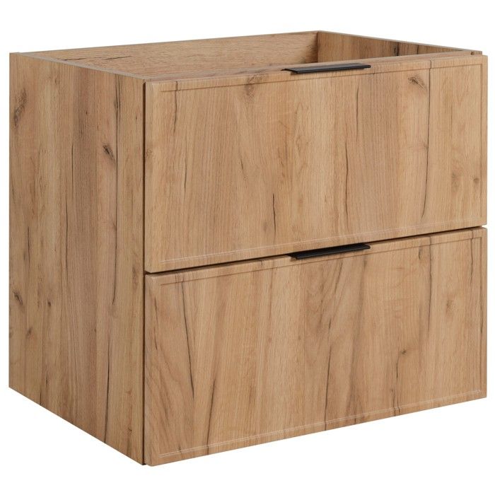 Meuble sous Lavabo 60 cm SLIM - Fermeture douce - Chêne doré - 60 x 46 x 57 cm