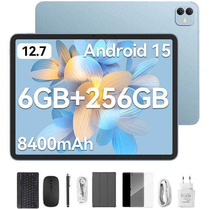 BLACKVIEW LINK8 Tablette Tactile Android 15 127 Pouces 2K 90Hz avec Clavier Stylet Souris18Go RAM 256Go ROMWidevine L18400mAh
