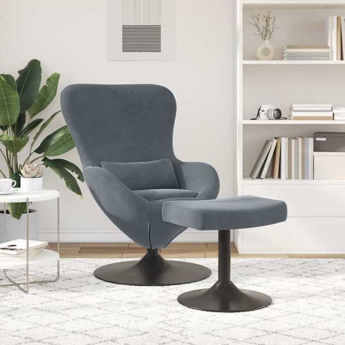 CLARENCE® Fauteuil simple - Chaise-Canapé - pour salon/chambre/bureau - Lot de 2 Gris foncé 63x73x90 cm Velours LV5339