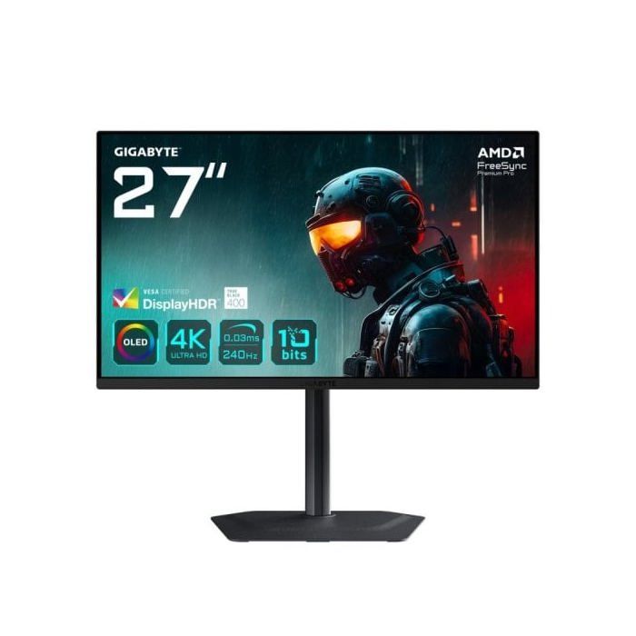 GIGABYTE MO27U2 OLED 4K UHD GAMING MONITOR 3840 X 2160 240HZ 0 03 MS 1000 CDM² DISPLAY HDR TRUE 400 HDMI 2.1 DISP - vue 6