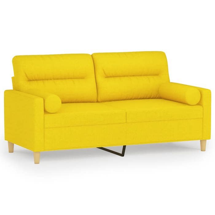 Canapé droit 2 places - GKK - SOFA SALON - avec oreillers - jaune clair 140 cm tissu @3618