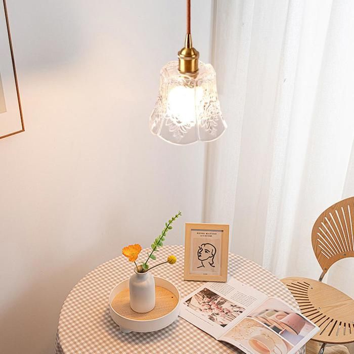 iDEGU Suspension Luminaire en Verre Moderne Lampe Suspendue Industriel Vintage E27 Finition en Laiton Lustre Style Chinois Vintage