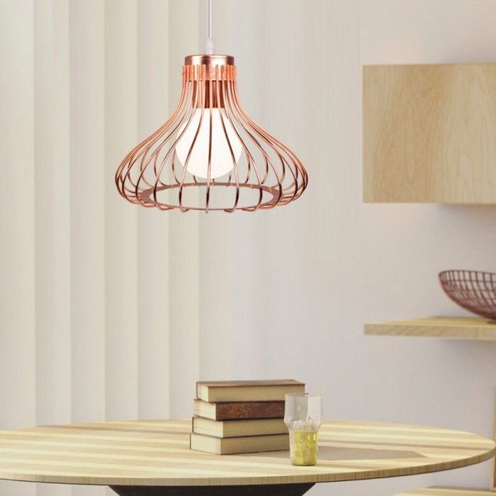 Lustre suspension - SMOTOP - Or rose - Cage métal Ø23 cm - 1x E27 (vintage)
