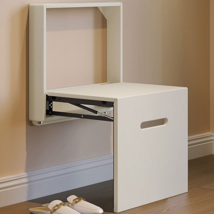 Tabouret Pliant Mural JHDXL – Chaise à Rabat Pour Entrée/Salle De Bain – Bois Blanc – Gain De Place