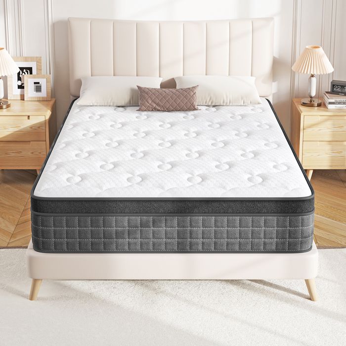 Matelas 160x200x25 cm Matelas à Ressorts Ensachés Indépendant et Mousse à Mémoire De Forme Dureté Moyenne Durable Soutien