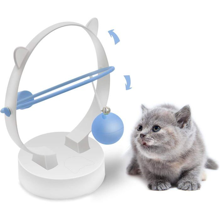 Jouets interactifs pour chats dintérieur - Balançoire cinétique automatique - Jouets électroniques plumes - Pour chats (bleu)