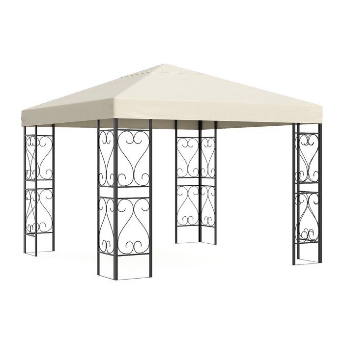 Tonnelle de jardin en métal façon fer forgé - 9 m² - Noir - FIDALA
