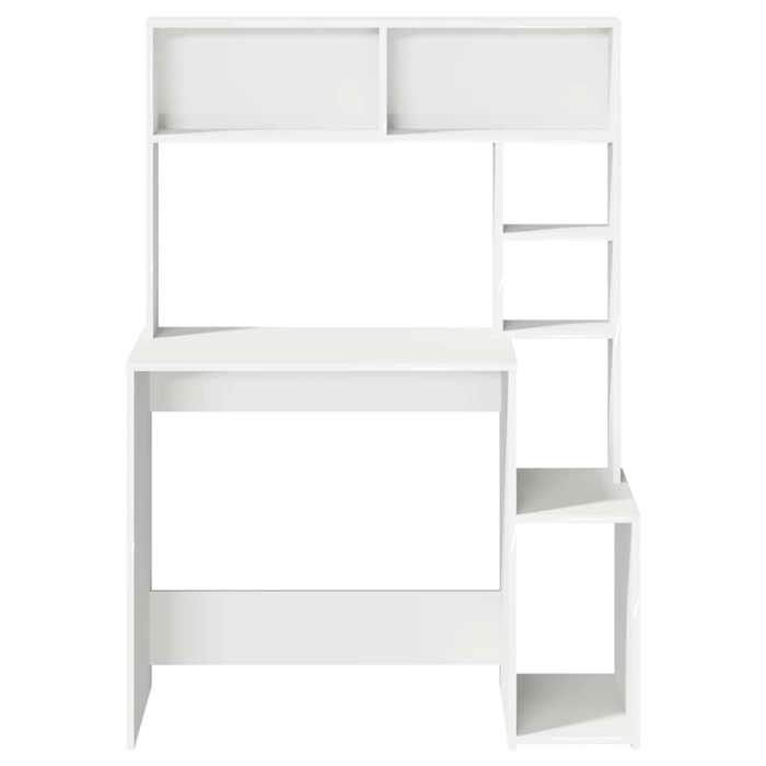 Bureau avec étagères - WIENS - Blanc - 100x45x140 cm - Bois dingénierie - Style Scandinave Moderne