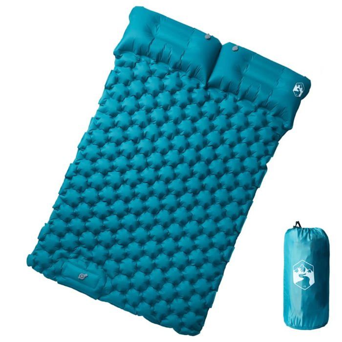 Matelas de camping autogonflant - vidaXL - 195x130x85 cm - Bleu - 2 personnes - Résistant à leau