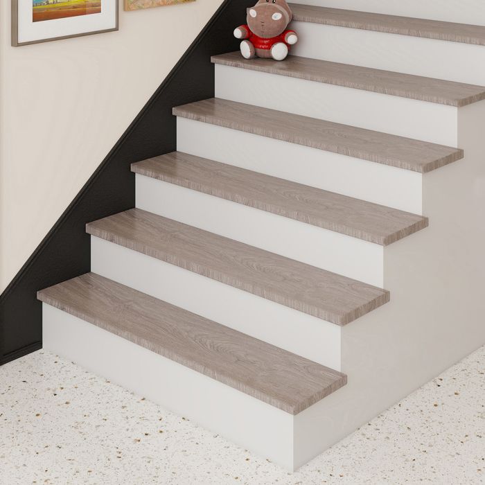 Lot de 2 revêtements descalier Bunschoten 120 x 32 cm Ash Grey