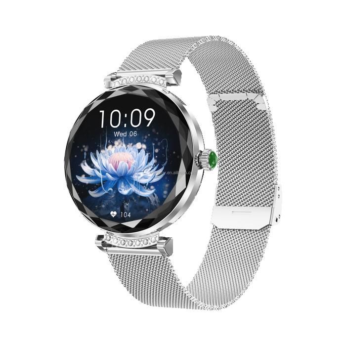 Montre Connectée Femme Argent - Écran AMOLED 1.43 Verre Taillé Diamant - Appel Bluetooth-Étanche IP68- Santé & Sport - iOS/Android