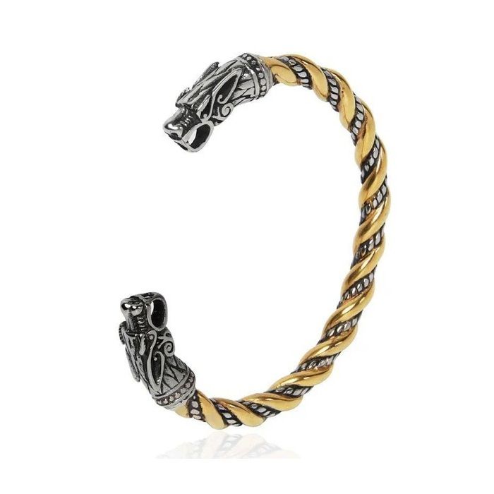 Bracelet Jonc Viking Doré en Acier