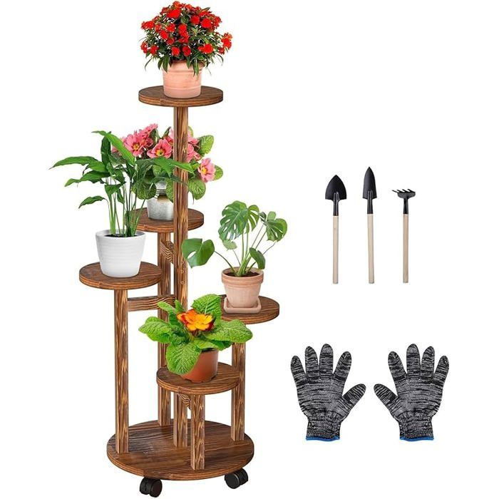 Porte plante intérieur bois Wuciray étagère à plantes 6 niveaux support pot de fleurs meuble pour pots JARDINIERE