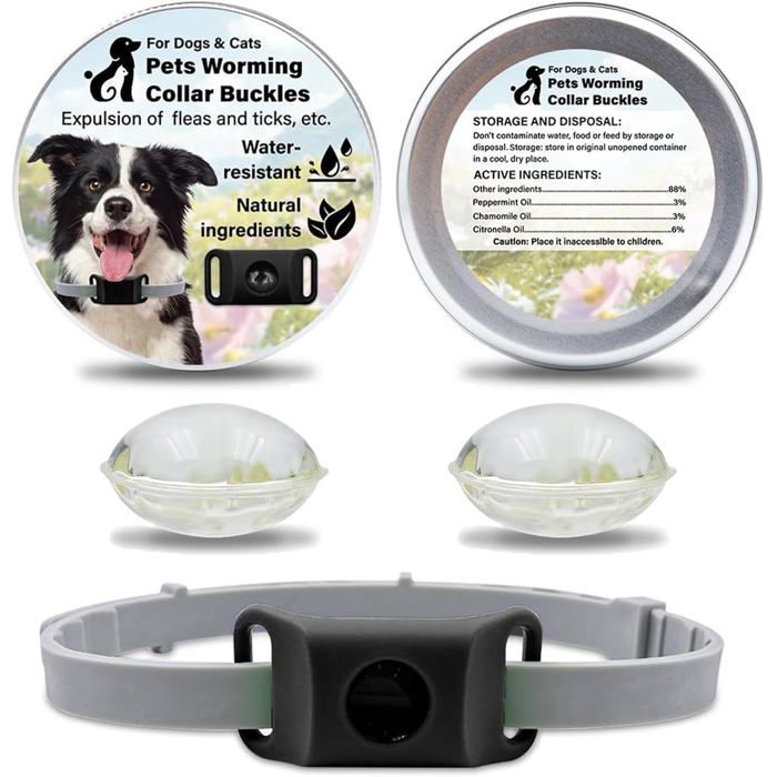 Meilleurs prix pour Collier Anti Parasitaire ChienPendentif Répulsif Huiles Essentielles Médaillon Réglable Contre uces et Tiques pour Chien et Chat