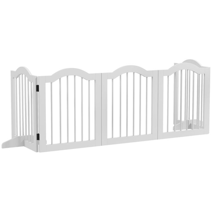 Barrière pliable pour chiens - 5 panneaux pliables - Bois massif et MDF - Dimensions dépliées 2545x61 cm